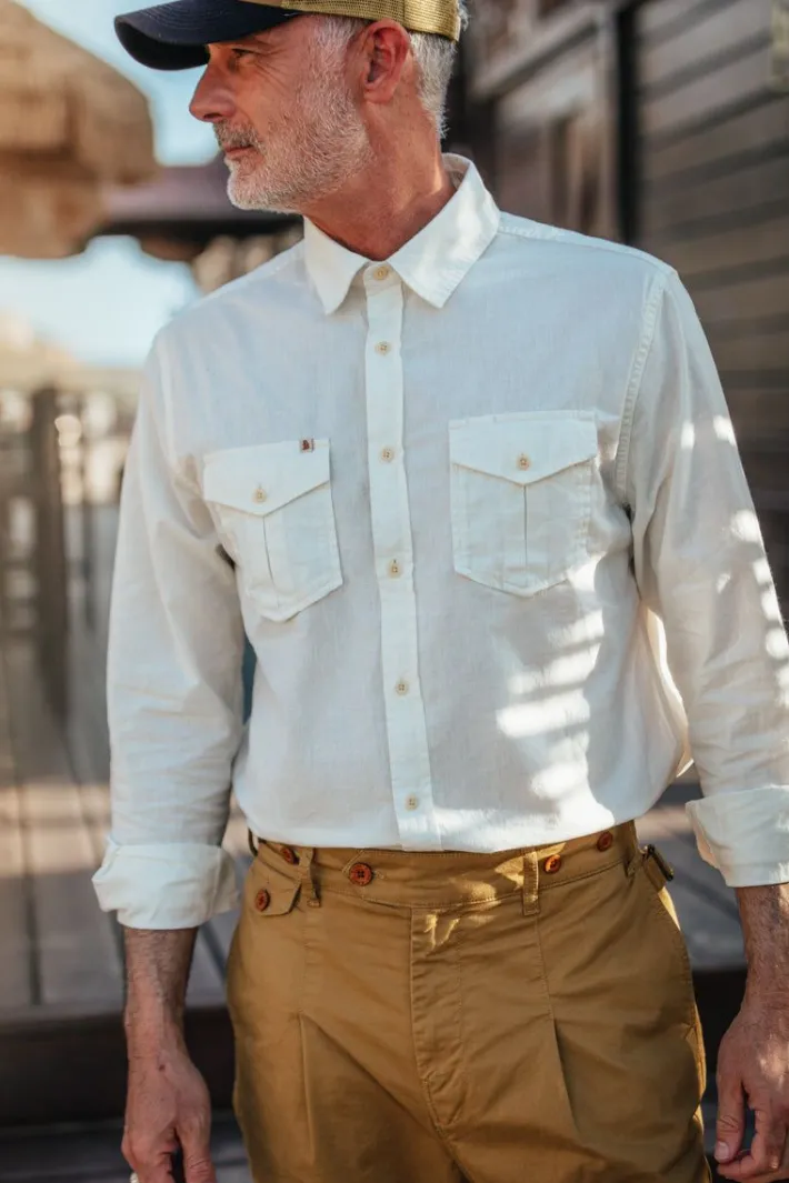 &SONS Tops-Coast Long Sleeve Shirt Off-White