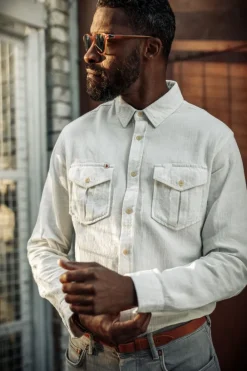 &SONS Tops-Coast Long Sleeve Shirt Off-White