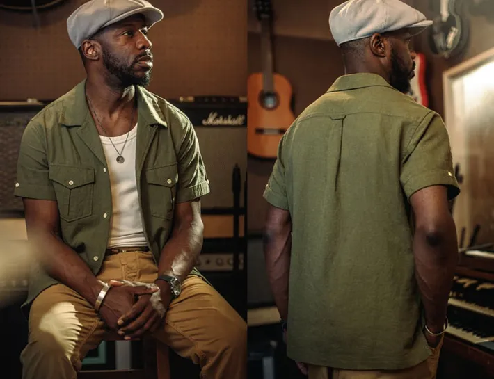 &SONS Tops-Coast Shirt Army Green