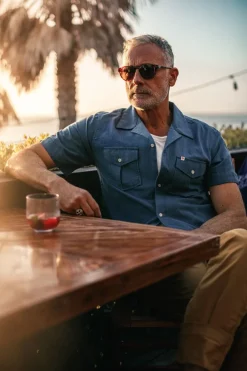 &SONS Tops-Coast Shirt Navy