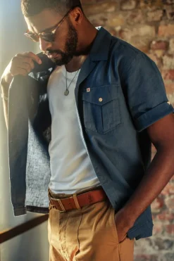 &SONS Tops-Coast Shirt Navy