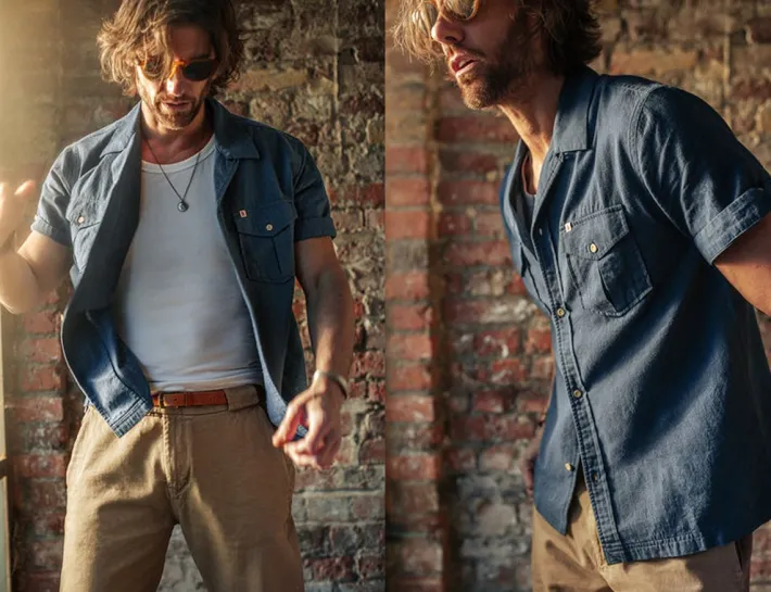 &SONS Tops-Coast Shirt Navy