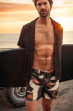 &SONS Bottoms & Shorts-Crown Swim Shorts Black