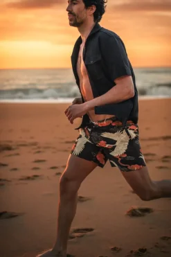 &SONS Bottoms & Shorts-Crown Swim Shorts Black