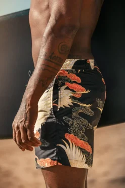 &SONS Bottoms & Shorts-Crown Swim Shorts Black