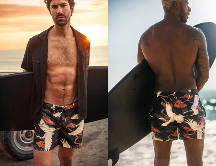 &SONS Bottoms & Shorts-Crown Swim Shorts Black