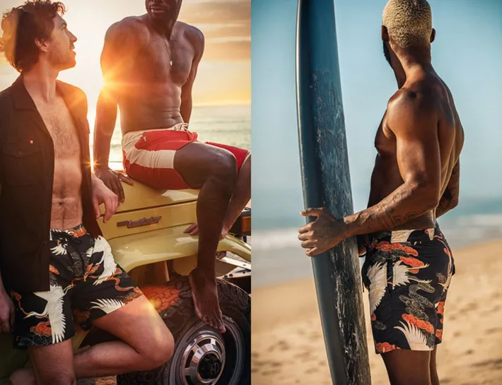 &SONS Bottoms & Shorts-Crown Swim Shorts Black