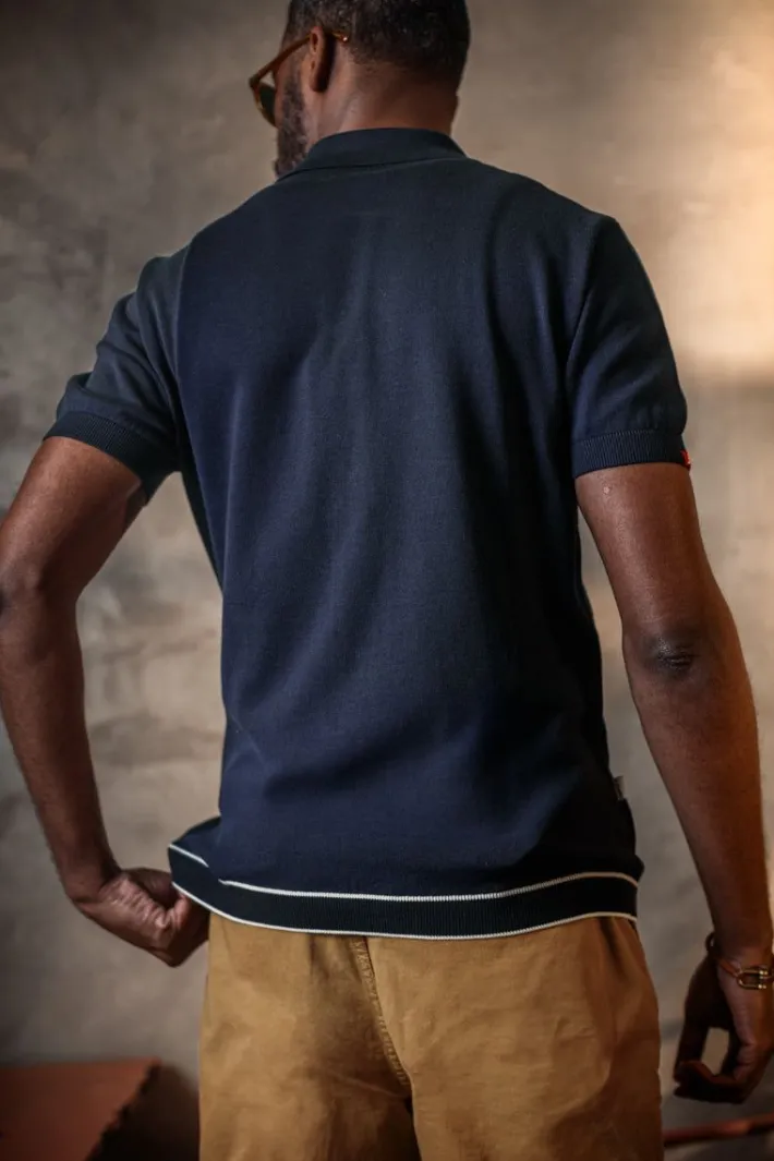&SONS Tops-Dean Polo Navy