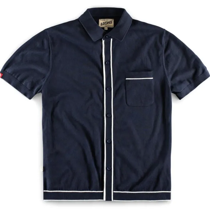 &SONS Tops-Dean Polo Navy