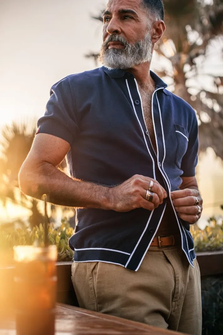 &SONS Tops-Dean Polo Navy