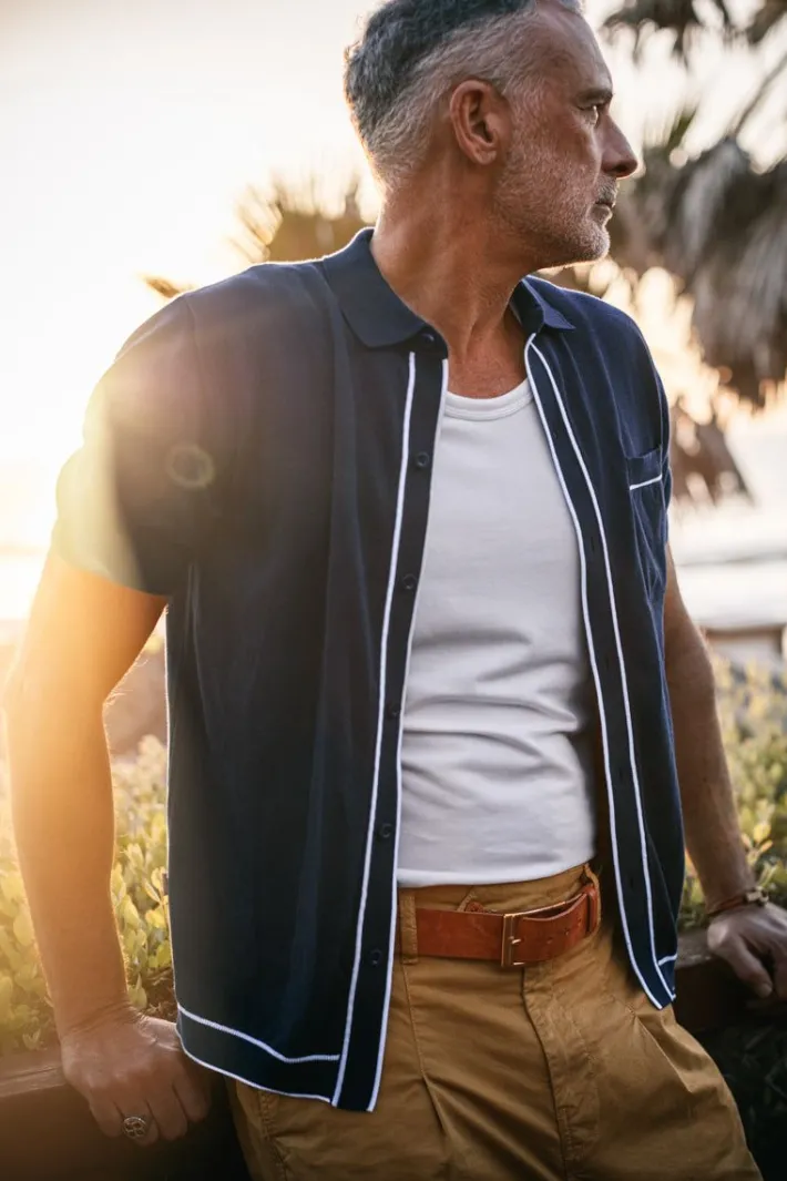 &SONS Tops-Dean Polo Navy