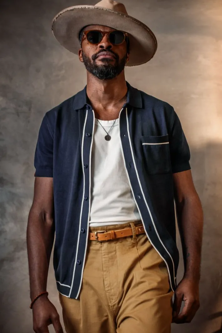 &SONS Tops-Dean Polo Navy