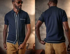 &SONS Tops-Dean Polo Navy