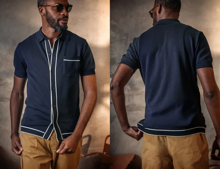 &SONS Tops-Dean Polo Navy