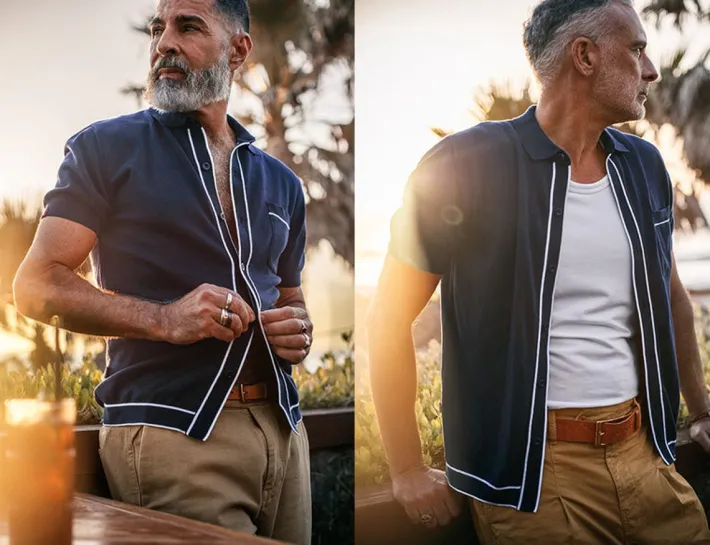 &SONS Tops-Dean Polo Navy