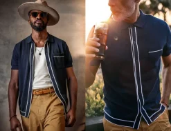 &SONS Tops-Dean Polo Navy