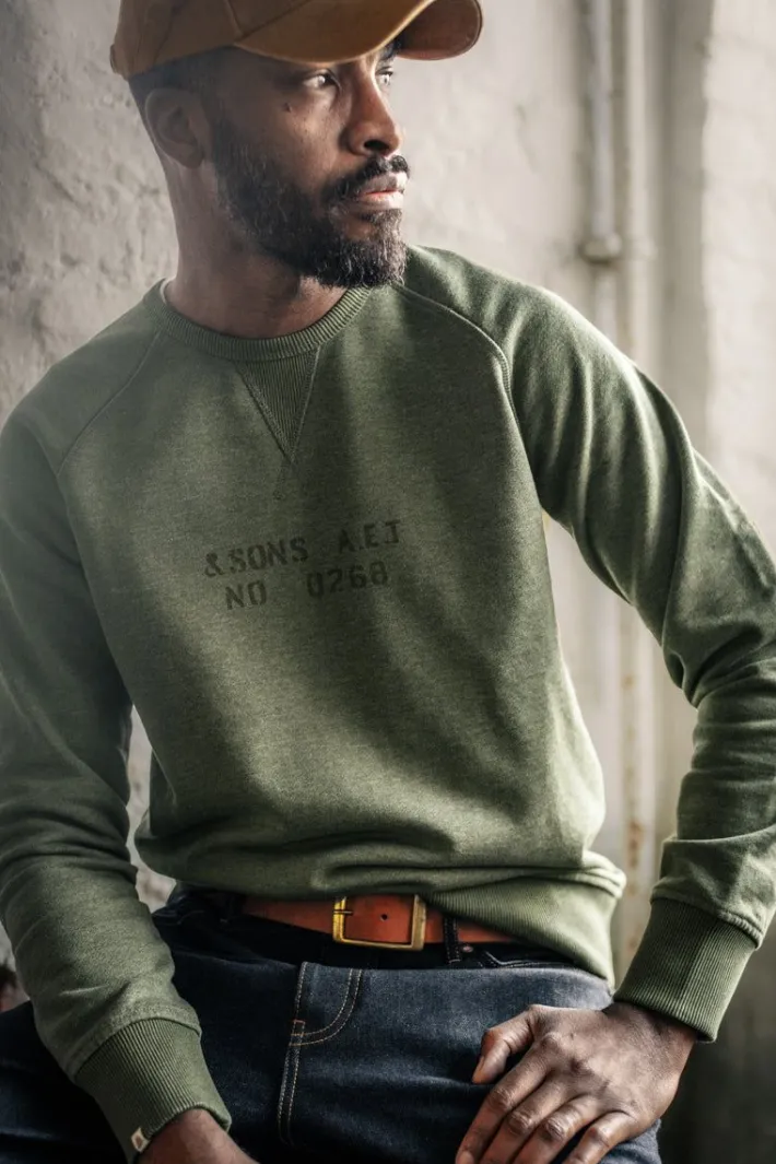&SONS Jackets & Coats-Deck Sweatshirt Surplus Green