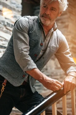 &SONS Knitwear-Drifter Wool Waistcoat Grey