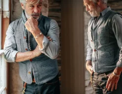 &SONS Knitwear-Drifter Wool Waistcoat Grey