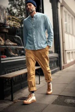 &SONS Tops-Emerson Shirt Indigo Stripe