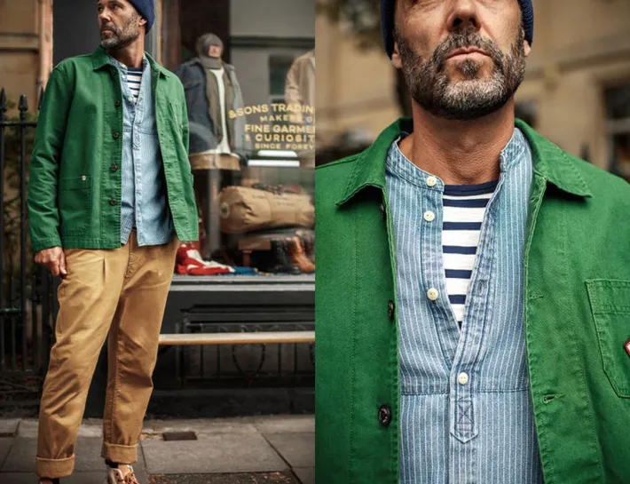 &SONS Tops-Emerson Shirt Indigo Stripe