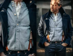 &SONS Tops-Emerson Shirt Indigo Stripe