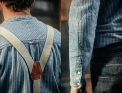 &SONS Tops-Emerson Shirt Indigo Stripe