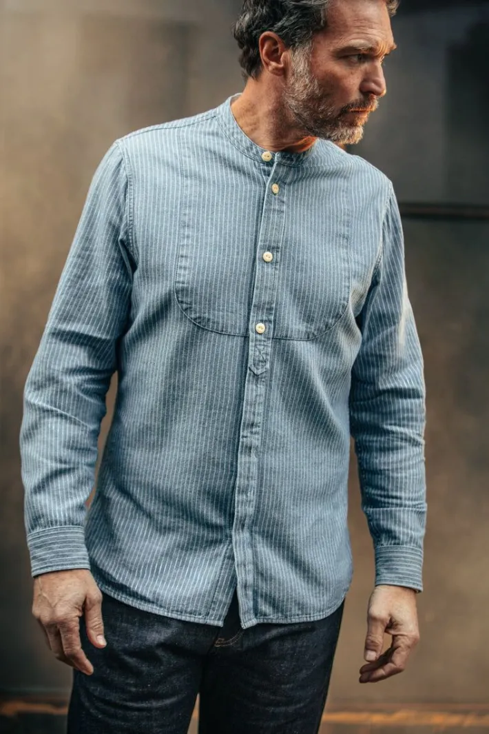 &SONS Tops-Emerson Shirt Indigo Stripe