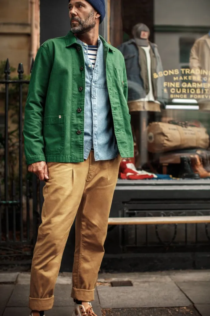 &SONS Tops-Emerson Shirt Indigo Stripe