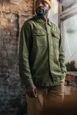 &SONS Jackets & Coats-Flag Overshirt Army Green