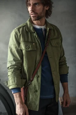 &SONS Jackets & Coats-Flag Overshirt Army Green