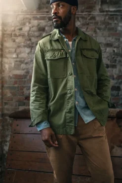 &SONS Jackets & Coats-Flag Overshirt Army Green