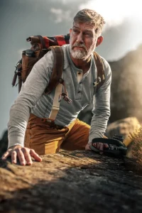 &SONS Tops-Flint Henley Grey Marl