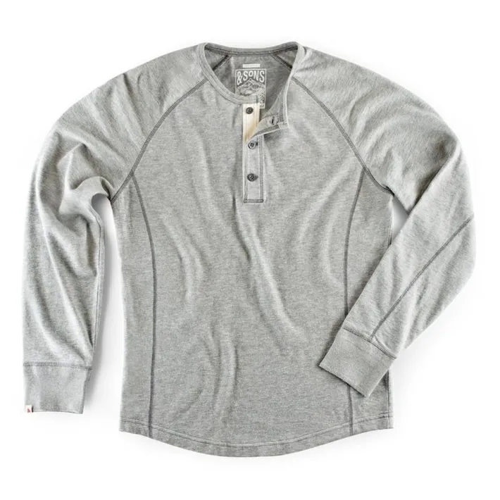 &SONS Tops-Flint Henley Grey Marl