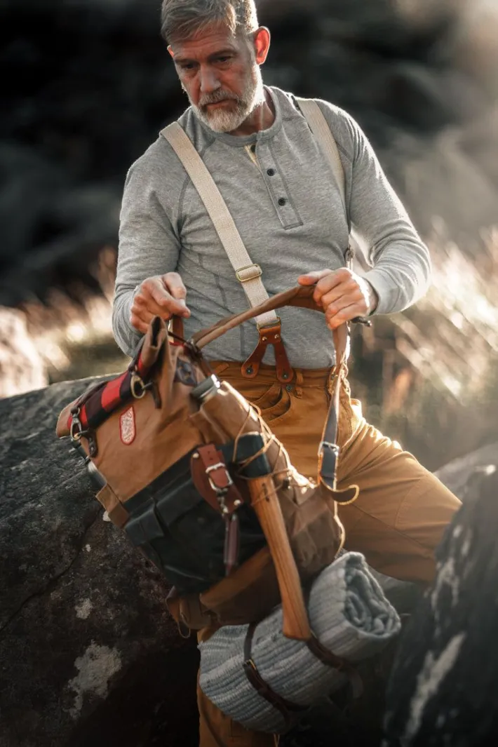 &SONS Tops-Flint Henley Grey Marl