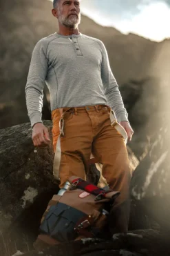 &SONS Tops-Flint Henley Grey Marl