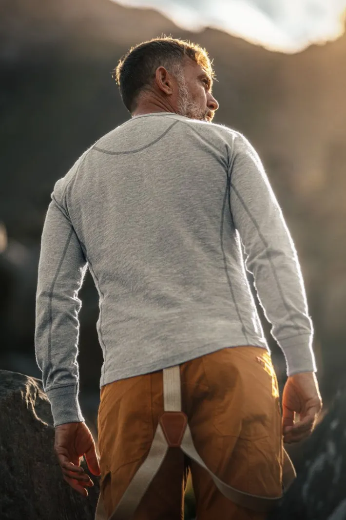 &SONS Tops-Flint Henley Grey Marl