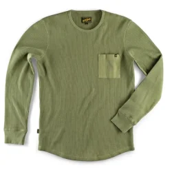 &SONS Tops-Glen Pocket Waffle Crew Surplus Green