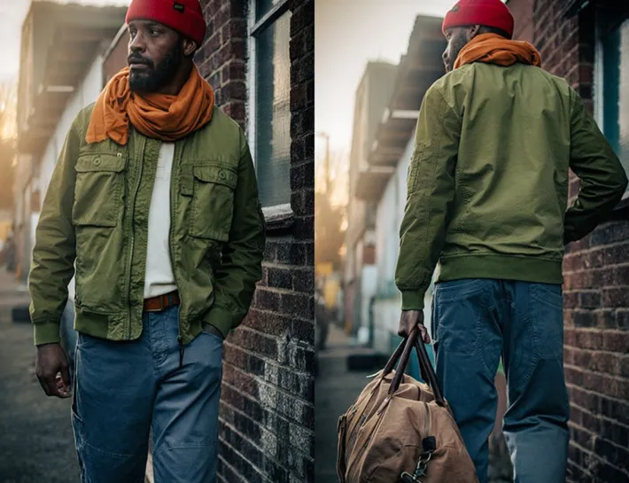 &SONS Jackets & Coats-Harris Bomber Jacket Army Green