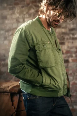 &SONS Jackets & Coats-Harris Bomber Jacket Army Green