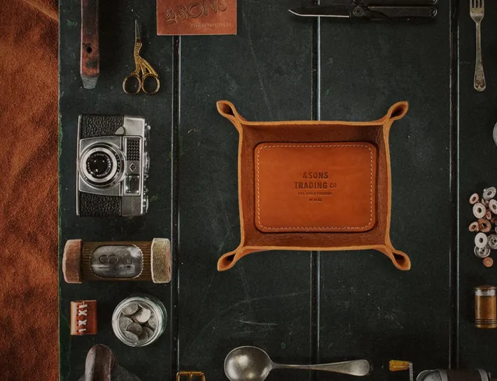 &SONS Leather Goods-Leather Tray Tan