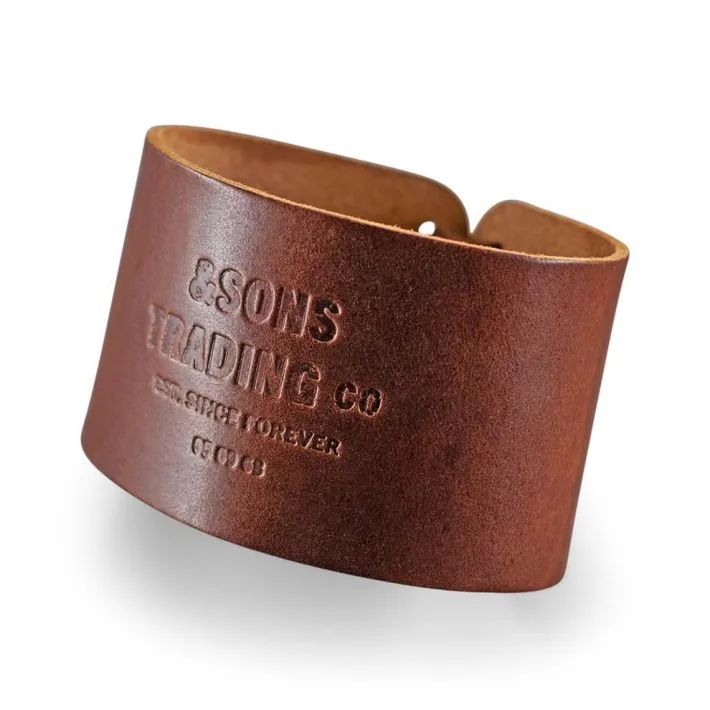 &SONS Leather Goods-Leather Whiskey Glass Band Brown