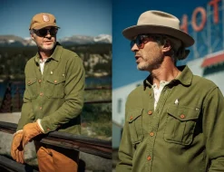 &SONS Tops-Lichen Moleskin Shirt Army Green