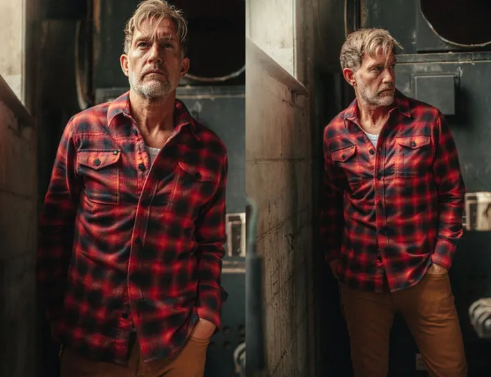 &SONS Tops-Logger Shirt Red