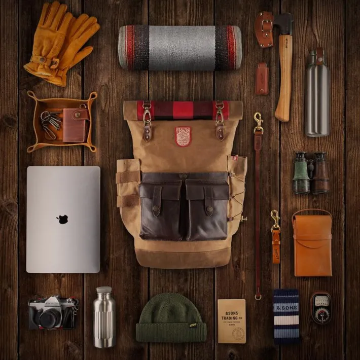 &SONS Leather Goods-Nordic Rucksack Tan