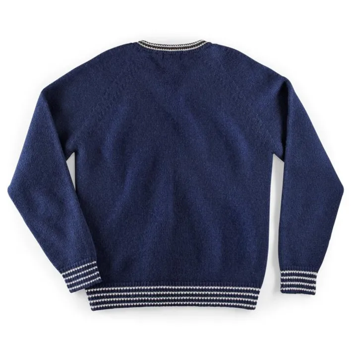 &SONS Jackets & Coats-Old School V-Neck Jumper Navy