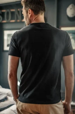 &SONS Tops-Original Old Yellow Logo T-Shirt Black