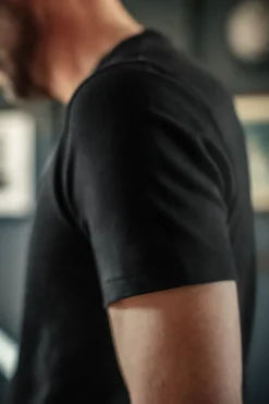 &SONS Tops-Original Old Yellow Logo T-Shirt Black