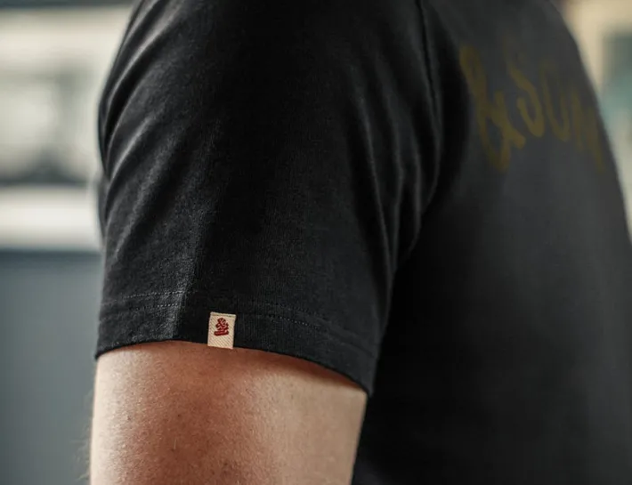 &SONS Tops-Original Old Yellow Logo T-Shirt Black