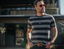 &SONS Tops-Papillon T-Shirt Grey Stripe